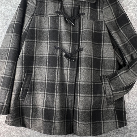 Maternity Wool Coat Sz MED Old Navy Gray Black Pockets Fully-Lined Toggle Close - Picture 6 of 14